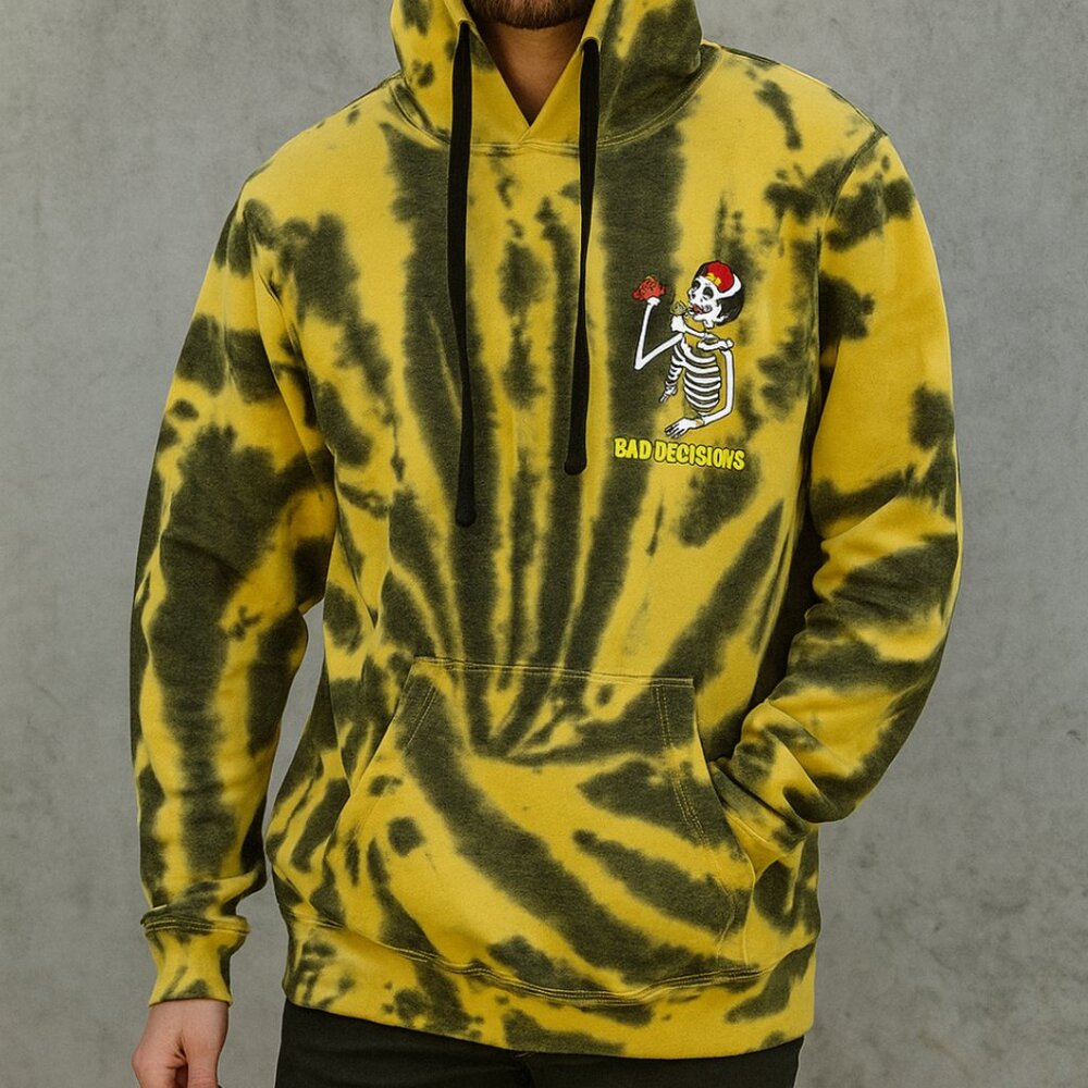 Dikotomy Sweatshirt Men’s Small Pull Over Hoodie Skeleton Tie Dye Casual EUC